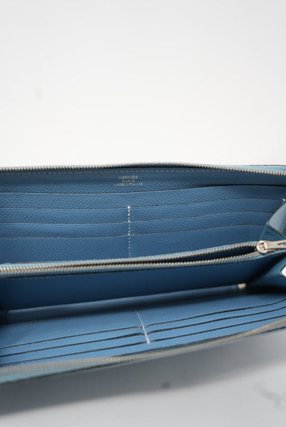 Hermes Epsom Blue Zip Long Wallet Square N 2010
