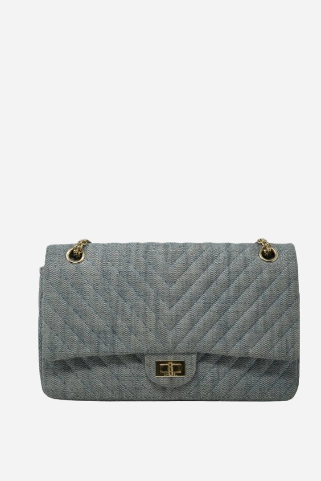 Pre-Owned CHANEL V Chevron 2.55 226 Reissue Flap Bag Denim