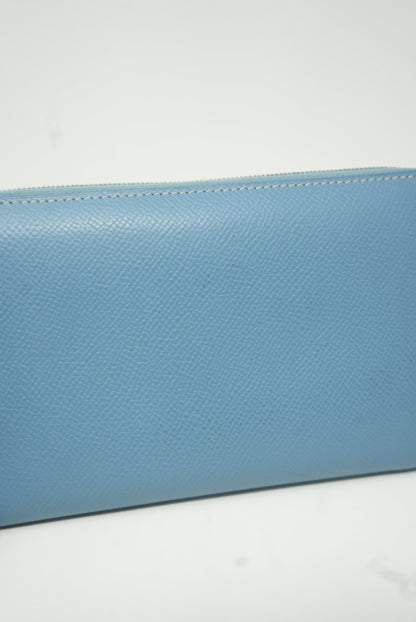 Hermes Epsom Blue Zip Long Wallet Square N 2010