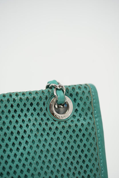 Pre-Owned Chanel Perforated Leather Classic Flap Bag Medium