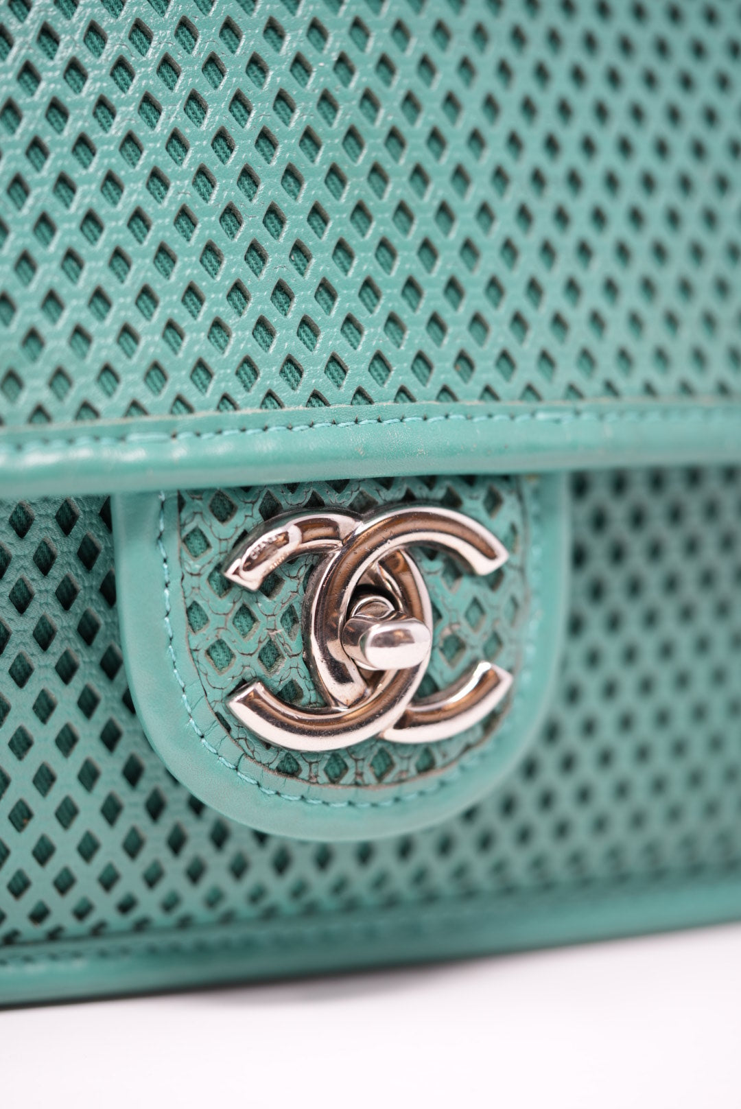 Pre-Owned Chanel Perforated Leather Classic Flap Bag Medium