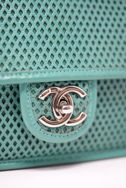 Pre-Owned Chanel Perforated Leather Classic Flap Bag Medium