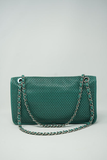 Pre-Owned Chanel Perforated Leather Classic Flap Bag Medium