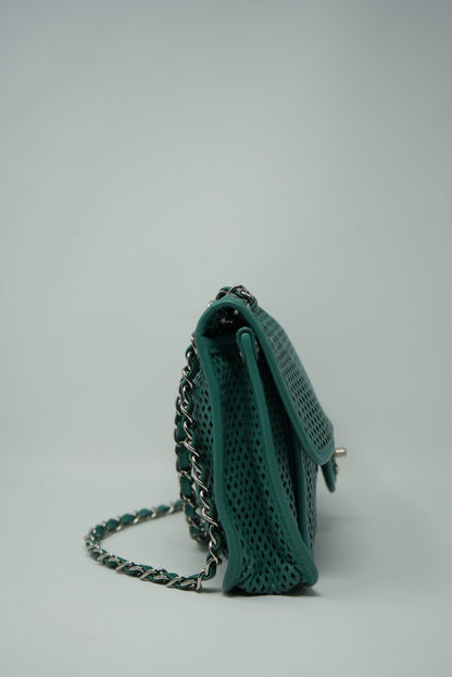 Pre-Owned Chanel Perforated Leather Classic Flap Bag Medium