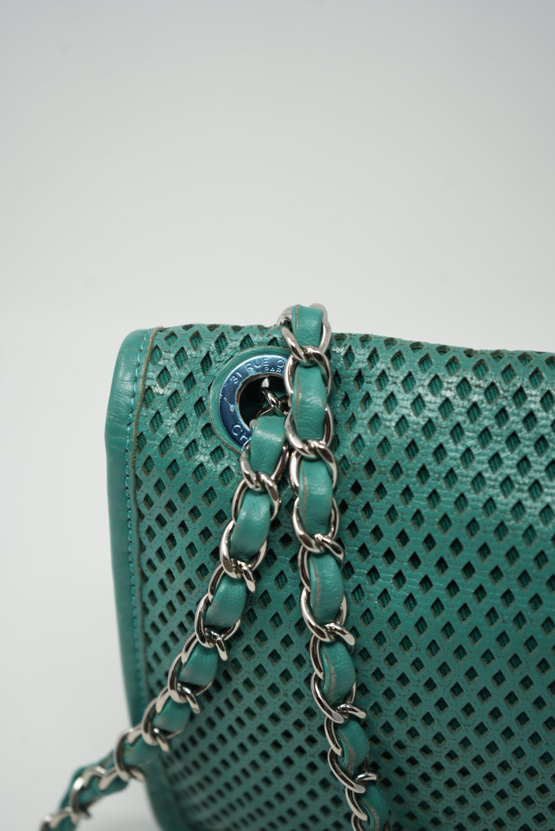 Pre-Owned Chanel Perforated Leather Classic Flap Bag Medium