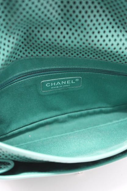 Pre-Owned Chanel Perforated Leather Classic Flap Bag Medium