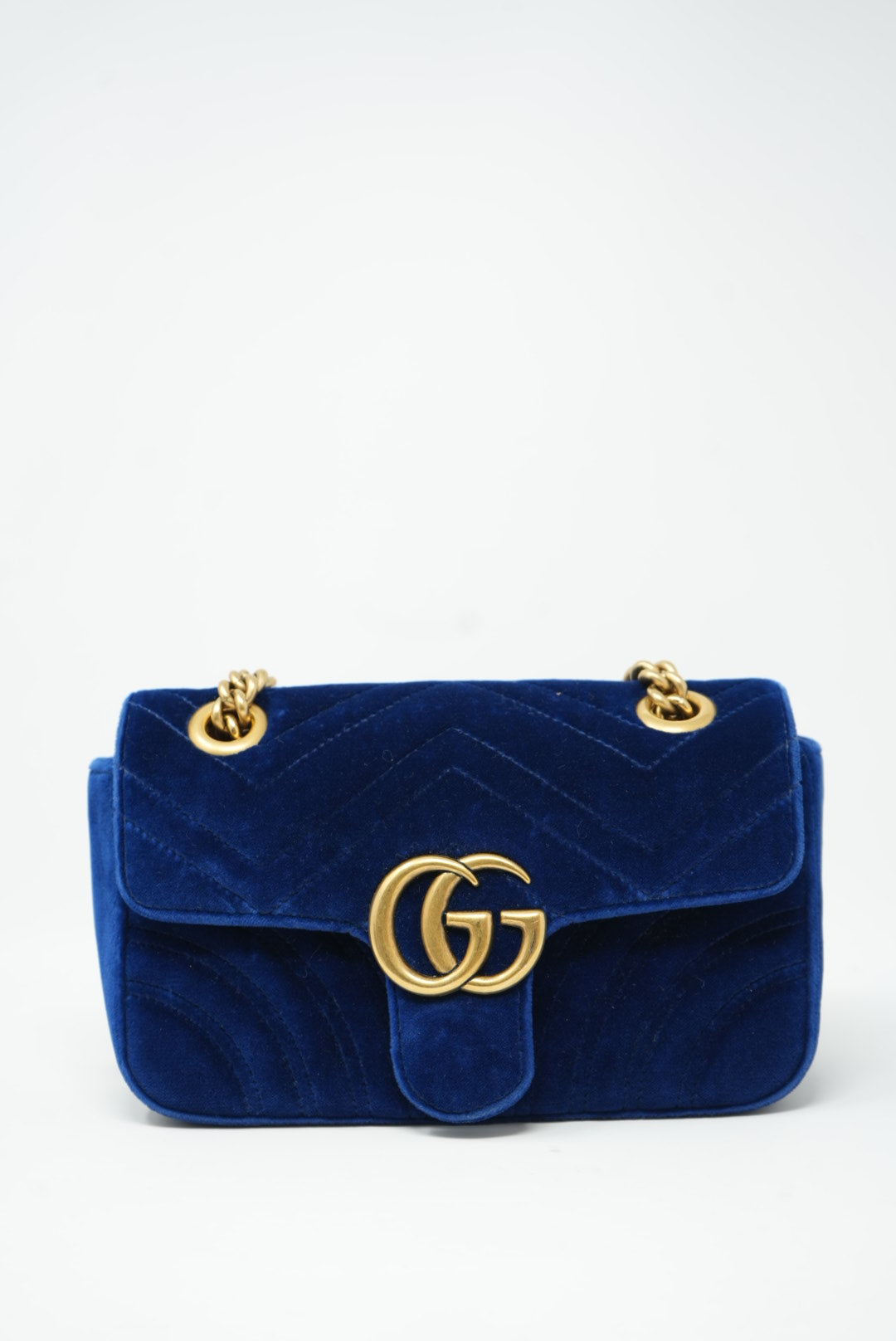 Gucci Small Velvet Marmont Shoulder Bag Blue