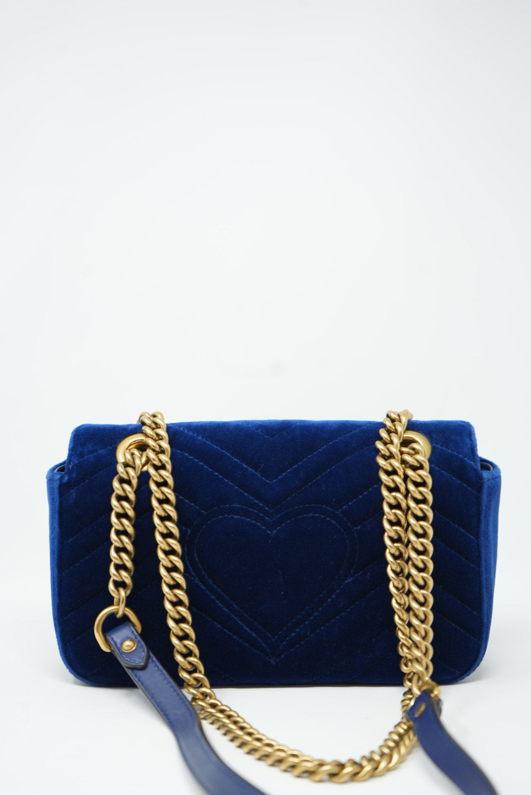 Gucci Small Velvet Marmont Shoulder Bag Blue
