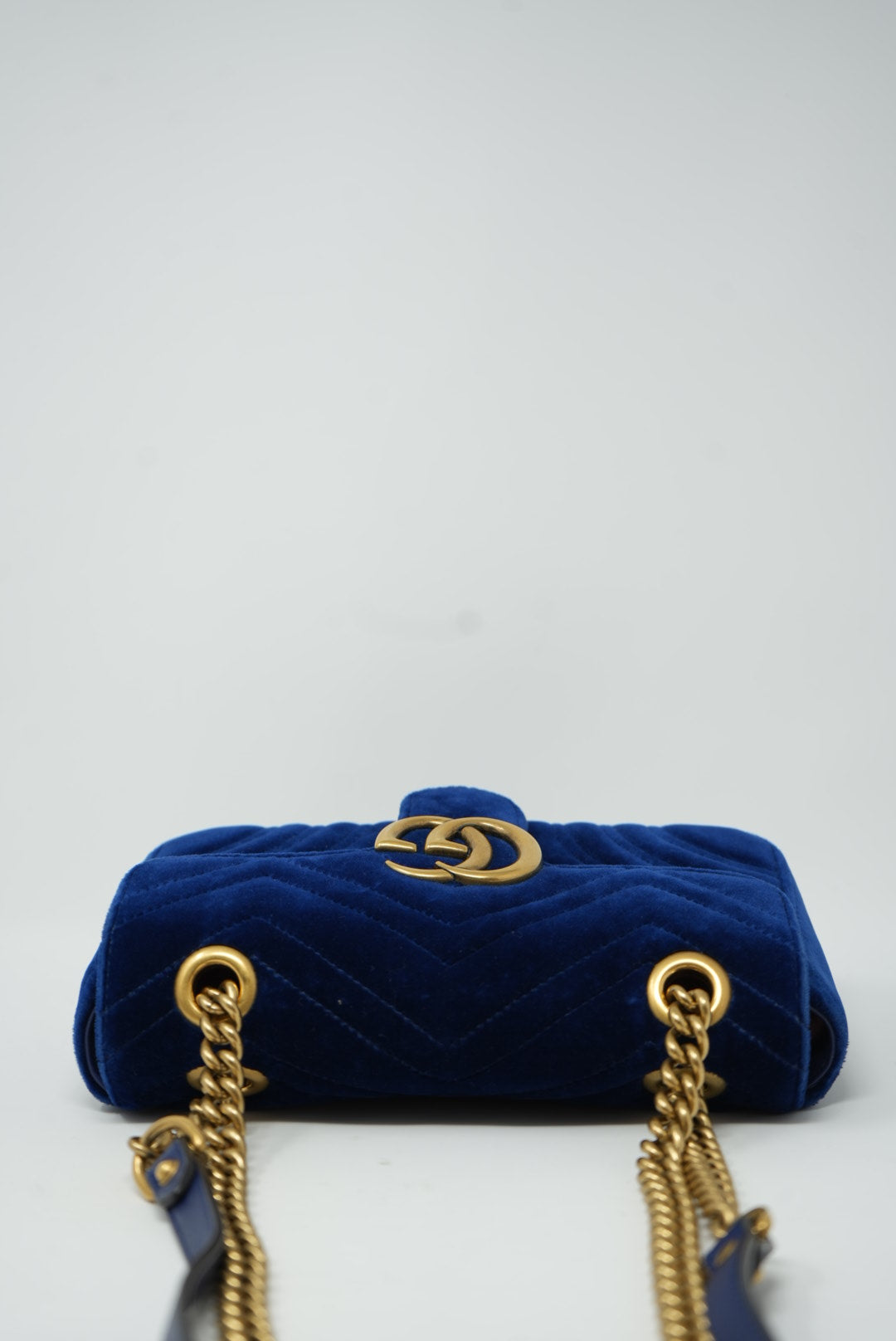 Gucci Small Velvet Marmont Shoulder Bag Blue