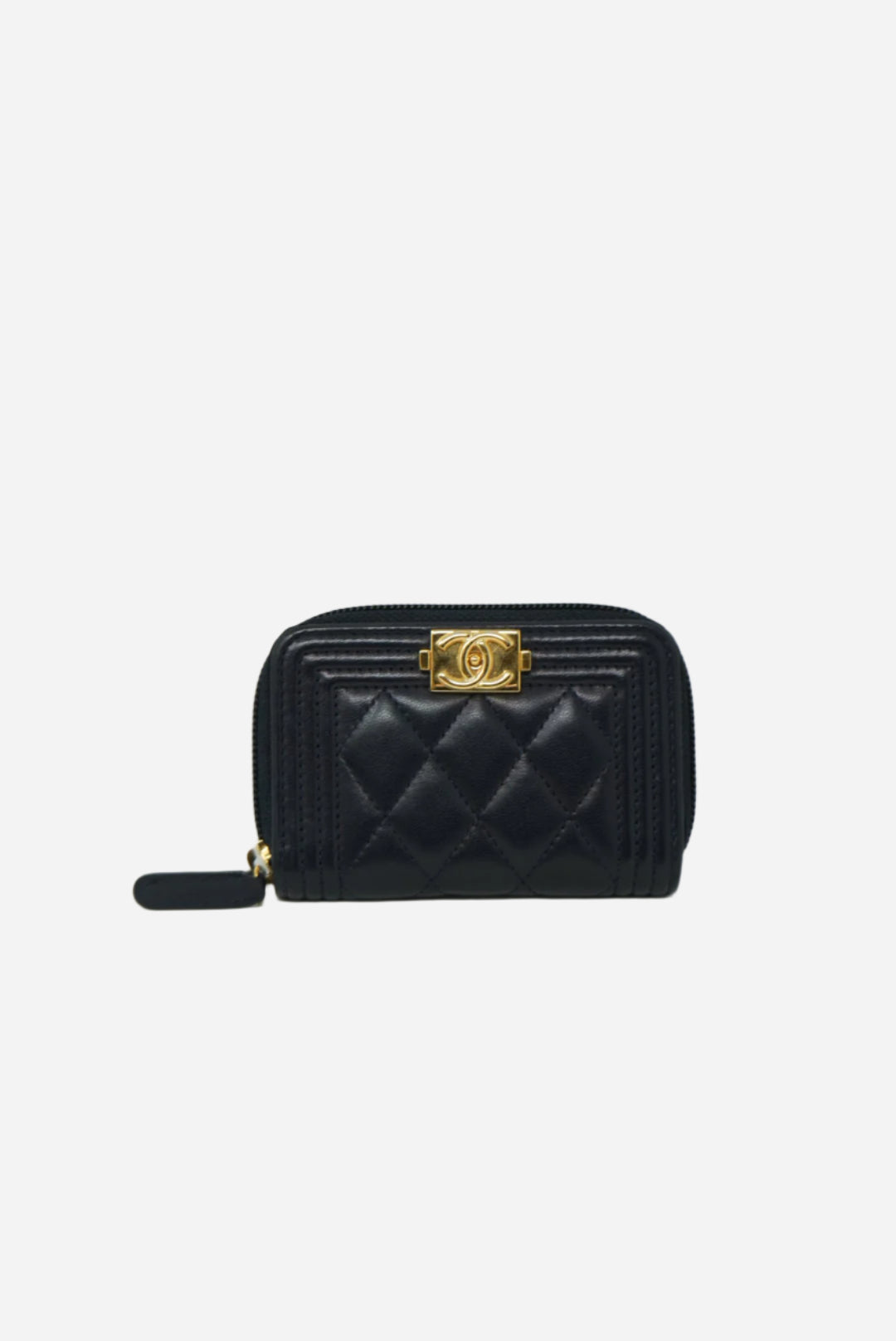Pre-Owned Chanel Boy Zip up Card Holder 2015-2016