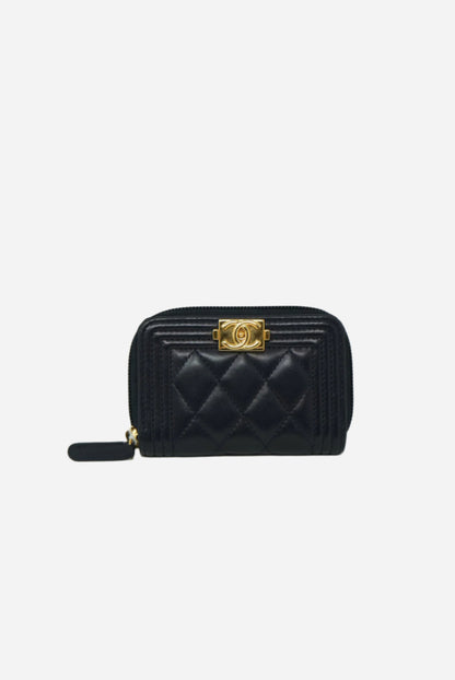 Pre-Owned Chanel Boy Zip up Card Holder 2015-2016