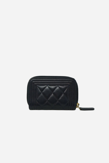Pre-Owned Chanel Boy Zip up Card Holder 2015-2016