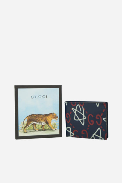 Gucci Pattern Wallet Blue Leather
