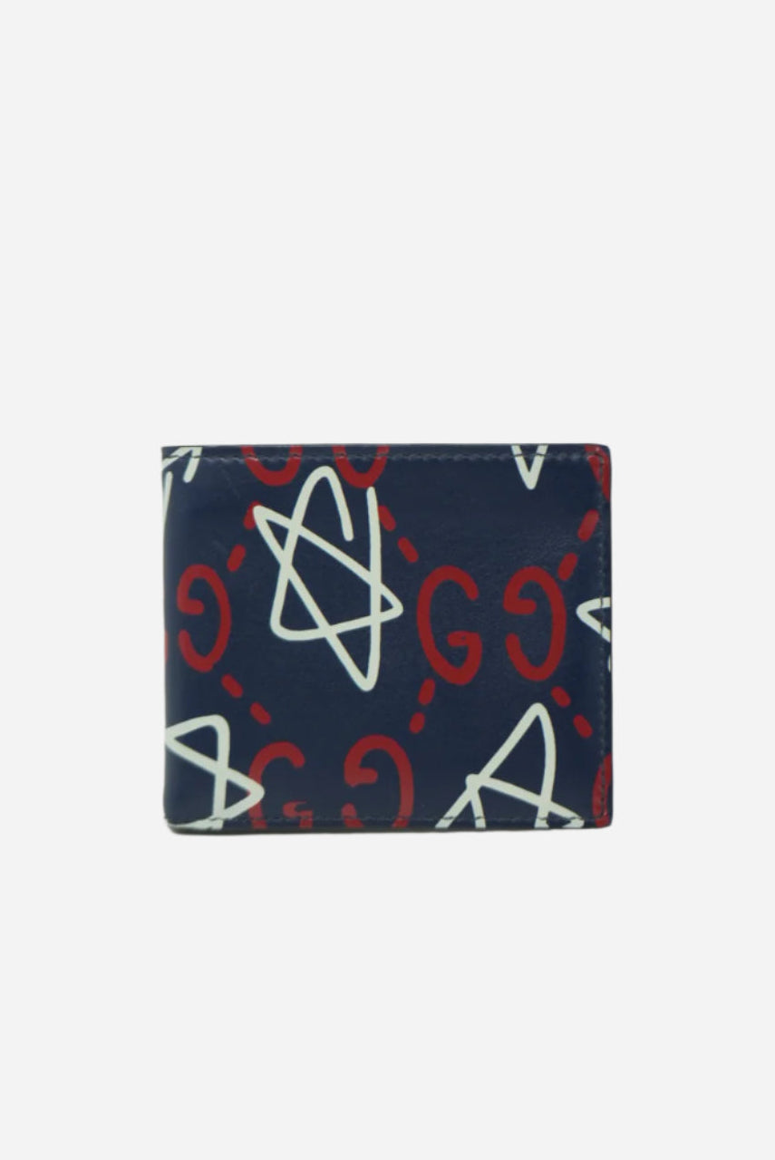 Gucci Pattern Wallet Blue Leather