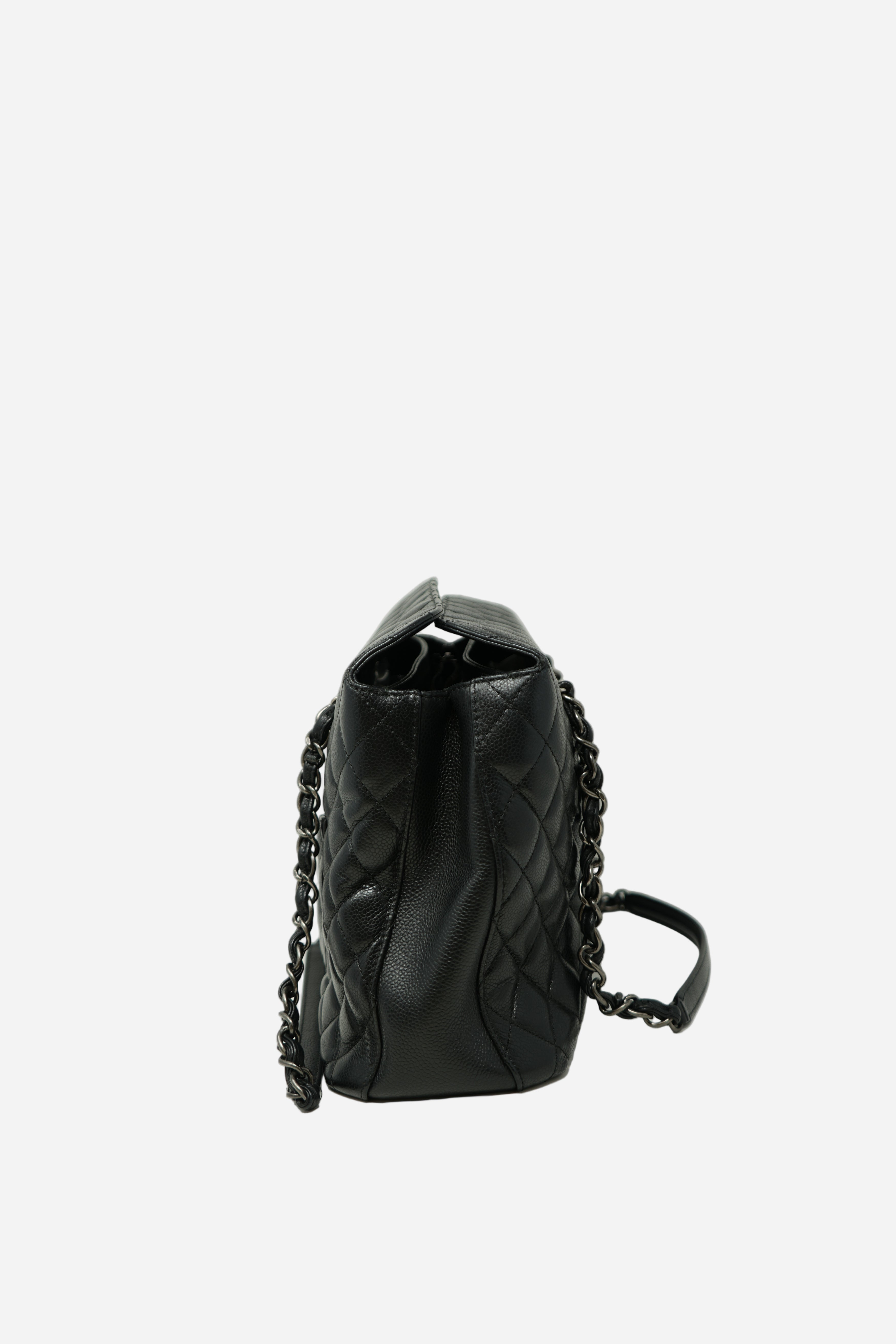 Pre-Owned 2015–2016 Chanel Black Caviar Quilted Shopping Bag