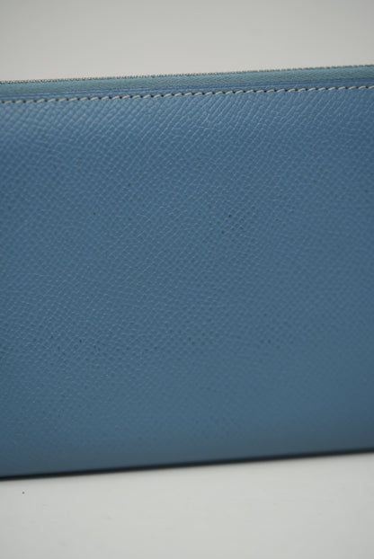 Hermes Epsom Blue Zip Long Wallet Square N 2010
