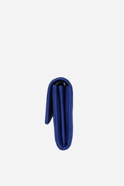 Pre-Owned Chanel Blue Lambskin Long Wallet