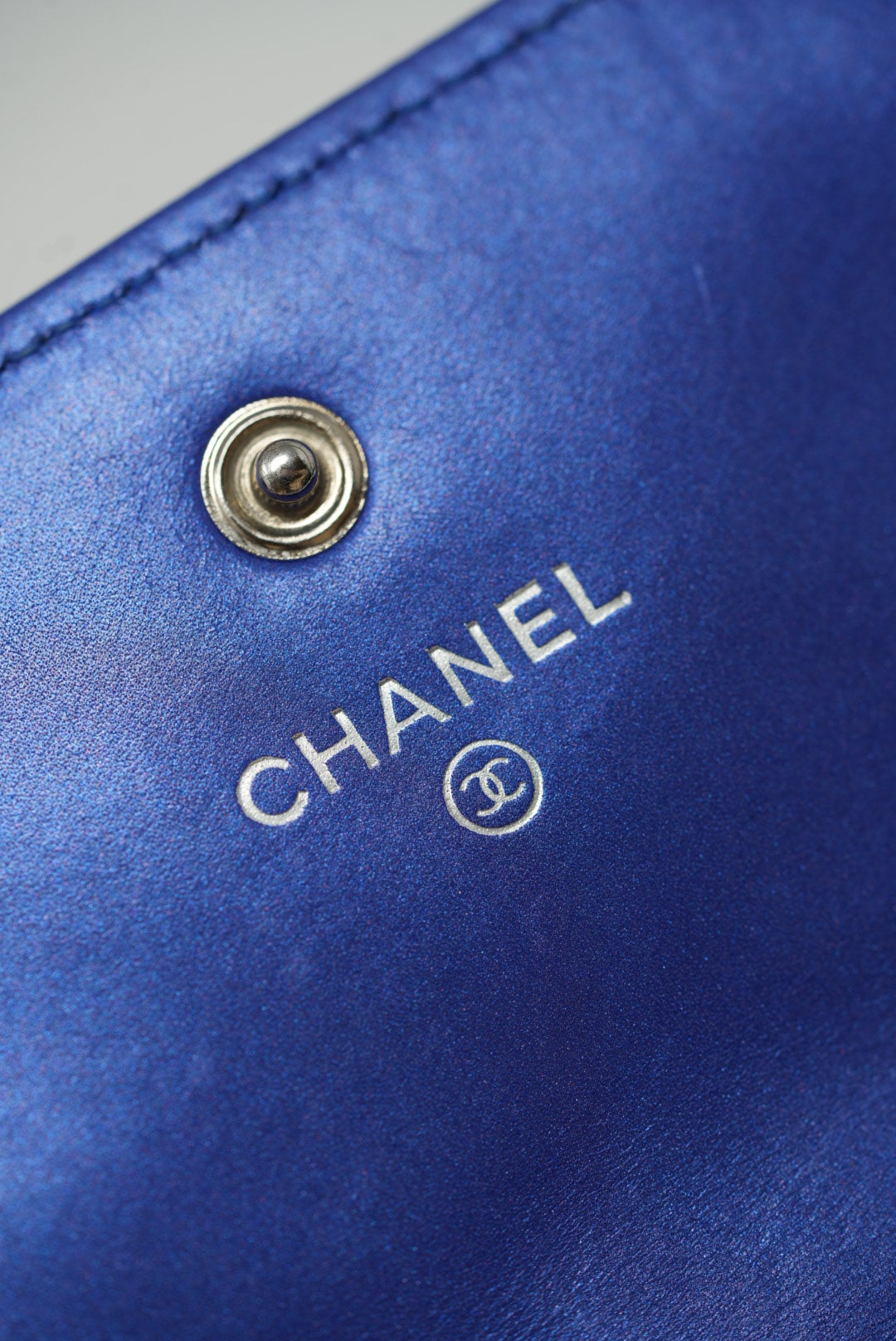 Pre-Owned Chanel Blue Lambskin Long Wallet