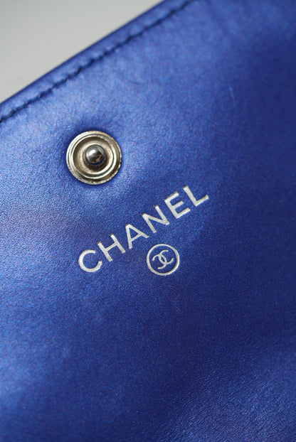 Pre-Owned Chanel Blue Lambskin Long Wallet