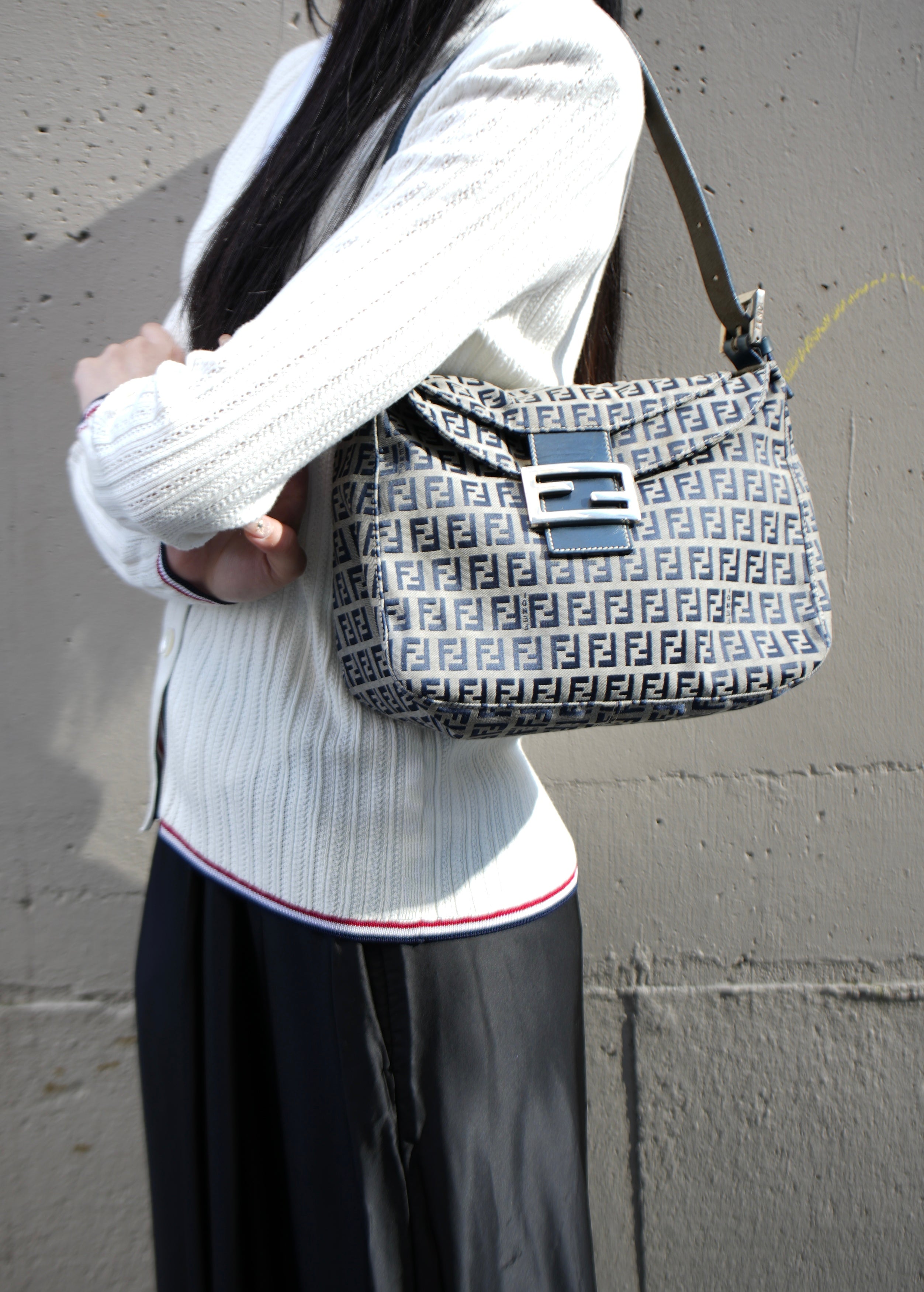 Fendi Zuccino Canvas Double Flap Bag 2000-2010