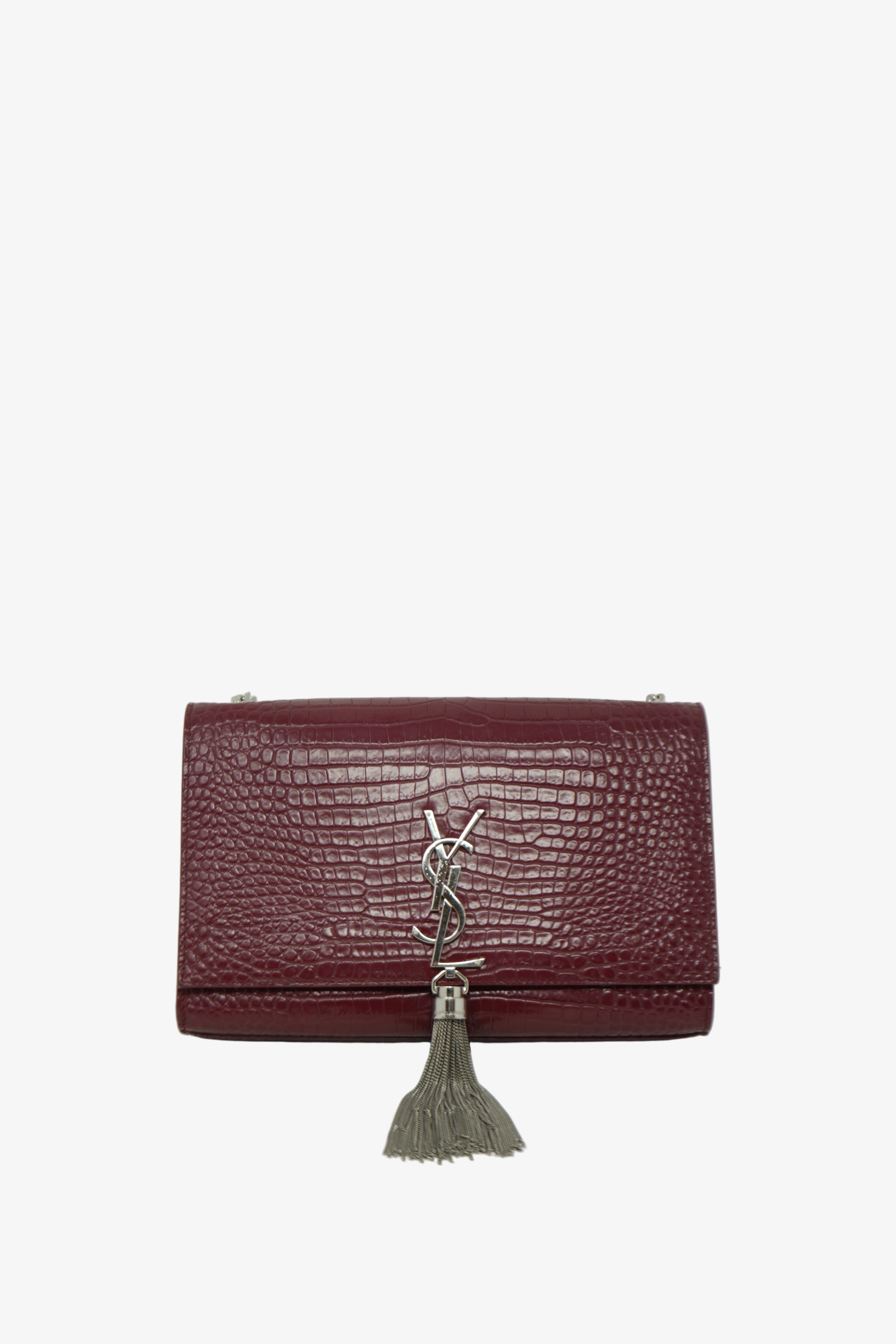 Saint Laurent Calfskin Crocodile Embossed Medium