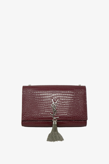 Saint Laurent Calfskin Crocodile Embossed Medium