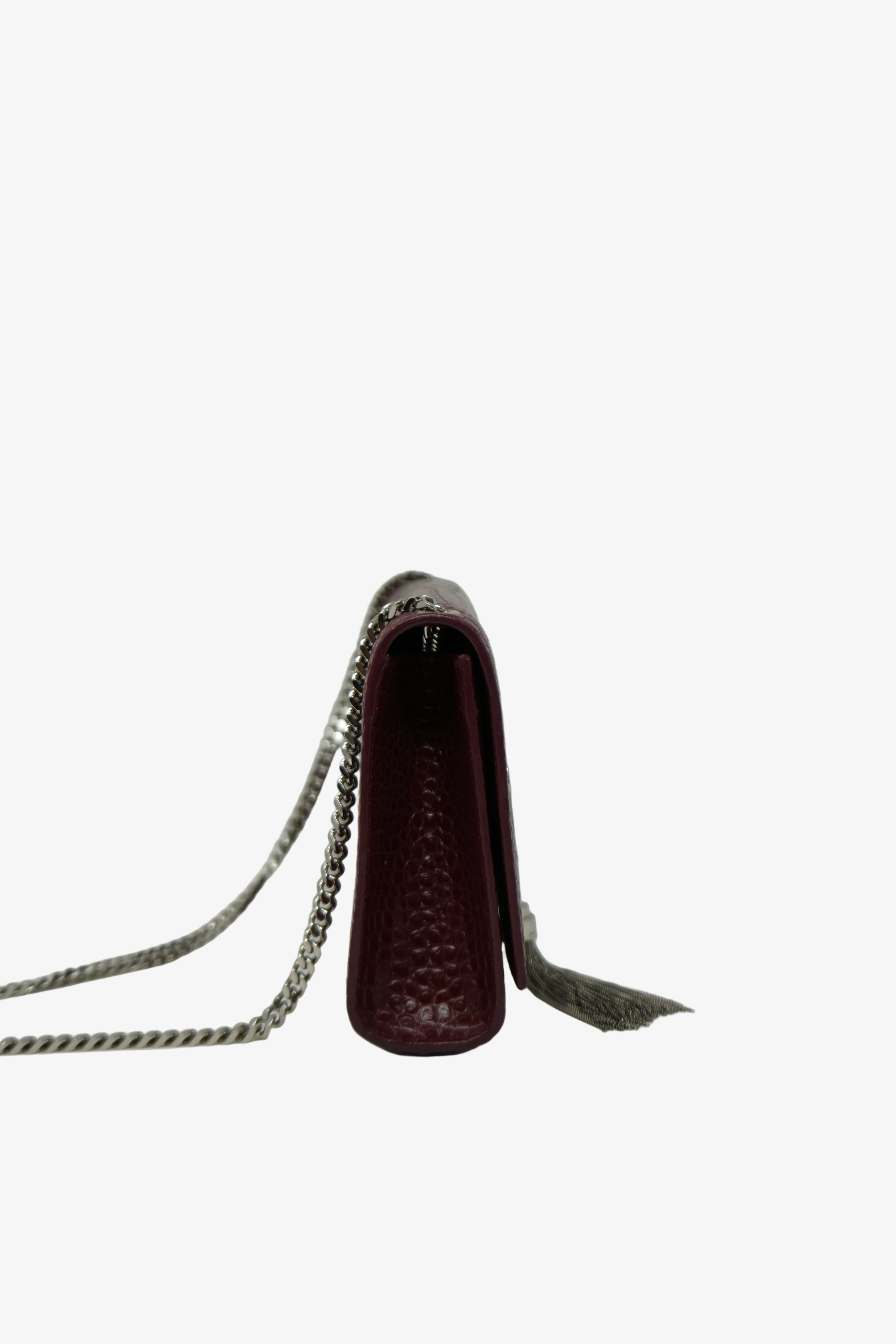 Saint Laurent Calfskin Crocodile Embossed Medium