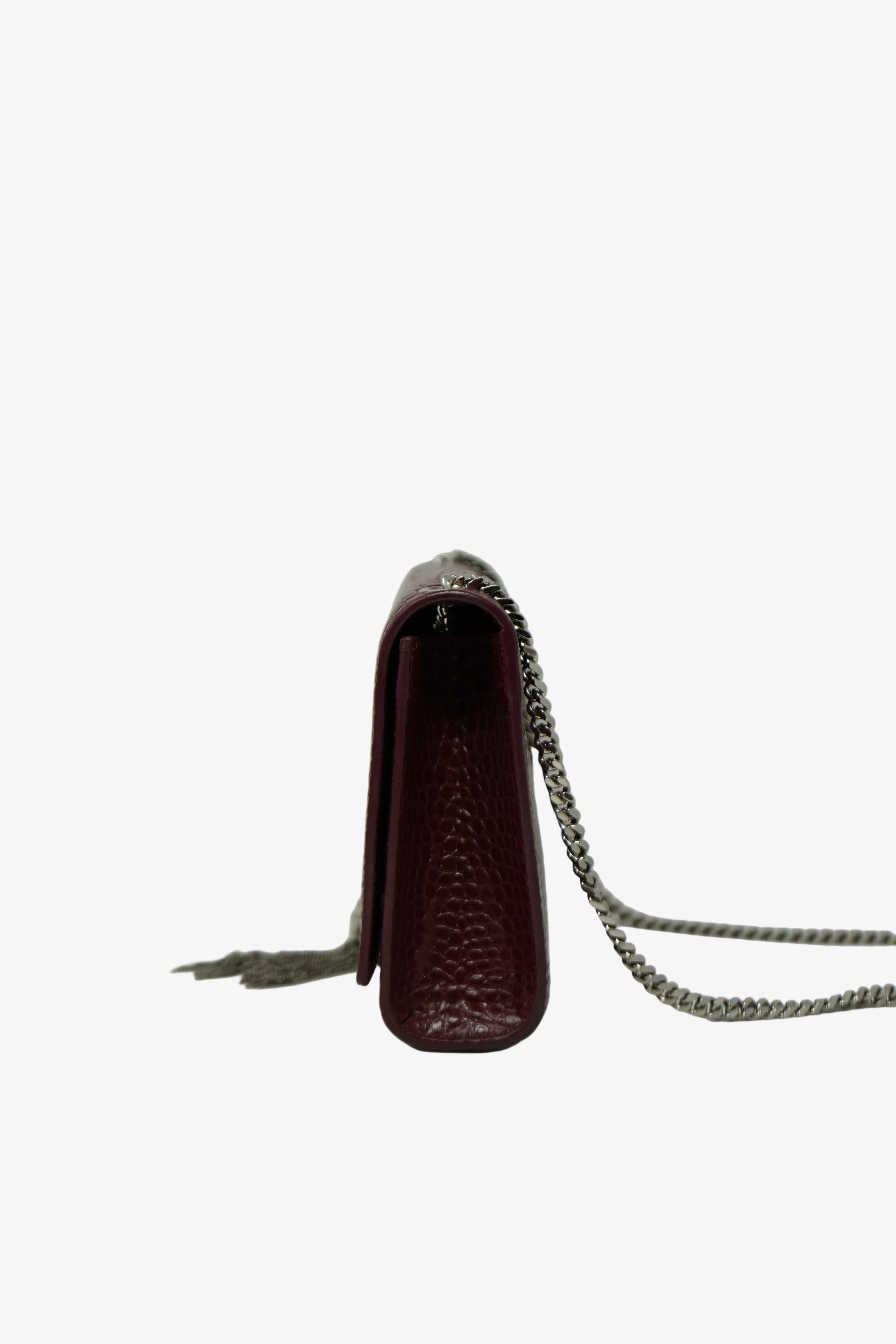 Saint Laurent Calfskin Crocodile Embossed Medium