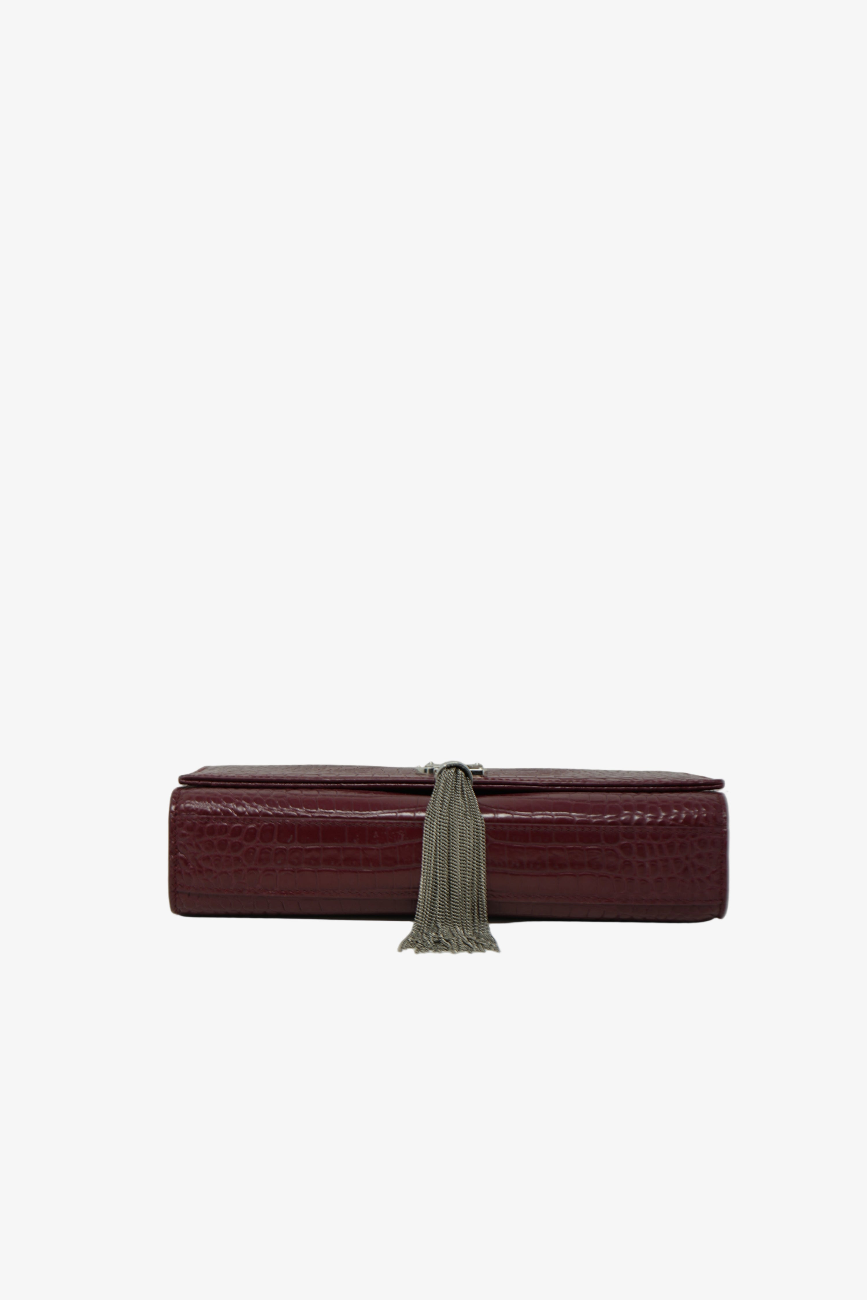 Saint Laurent Calfskin Crocodile Embossed Medium