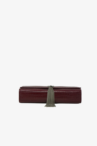 Saint Laurent Calfskin Crocodile Embossed Medium