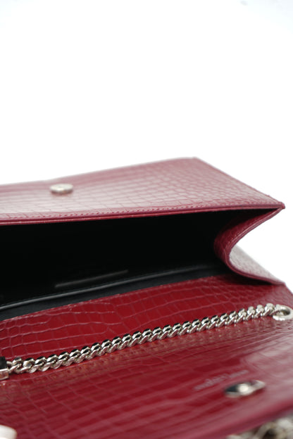 Saint Laurent Calfskin Crocodile Embossed Medium
