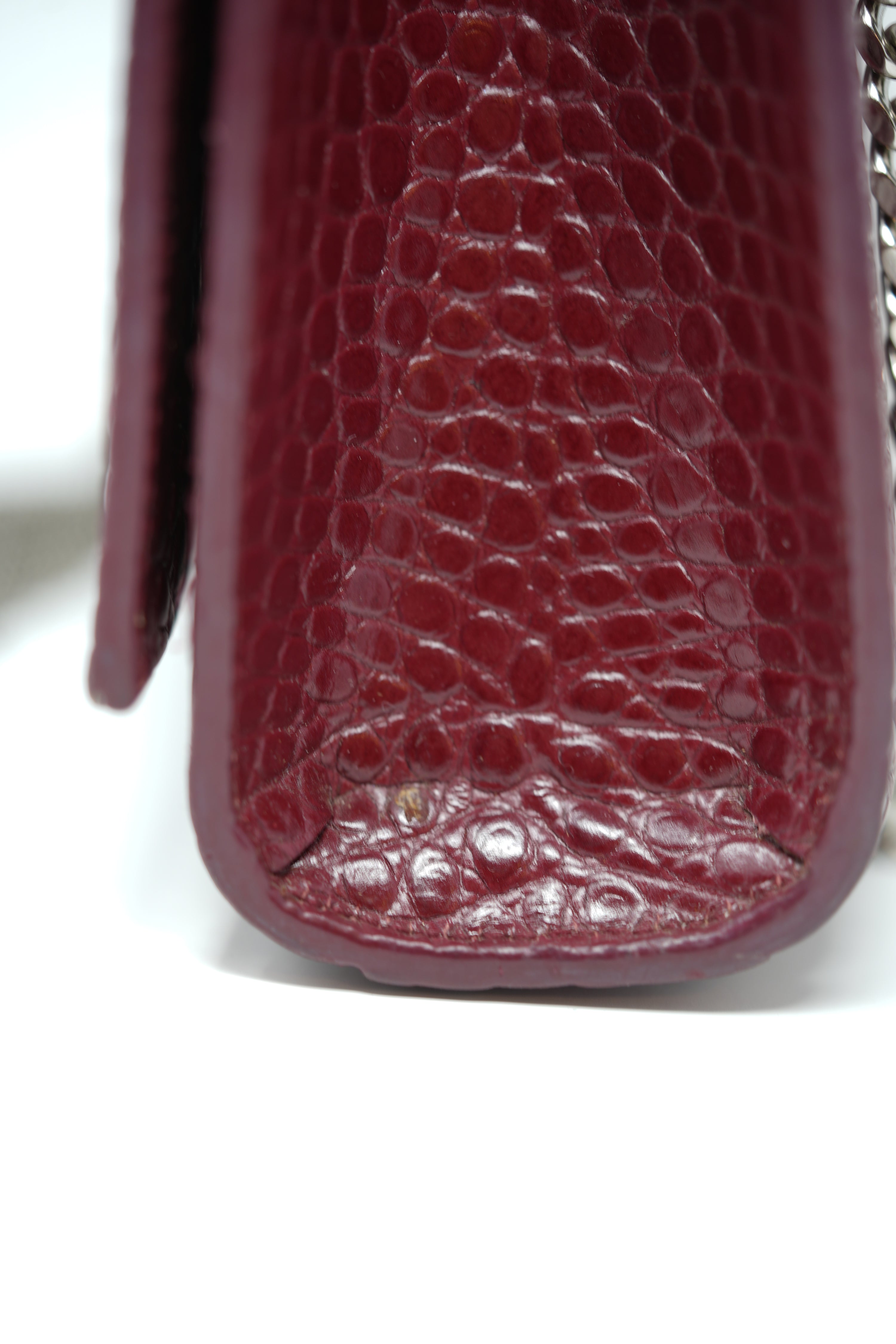 Saint Laurent Calfskin Crocodile Embossed Medium