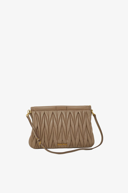 Miu Miu Nappa Matelasse Clutch Bag Beige