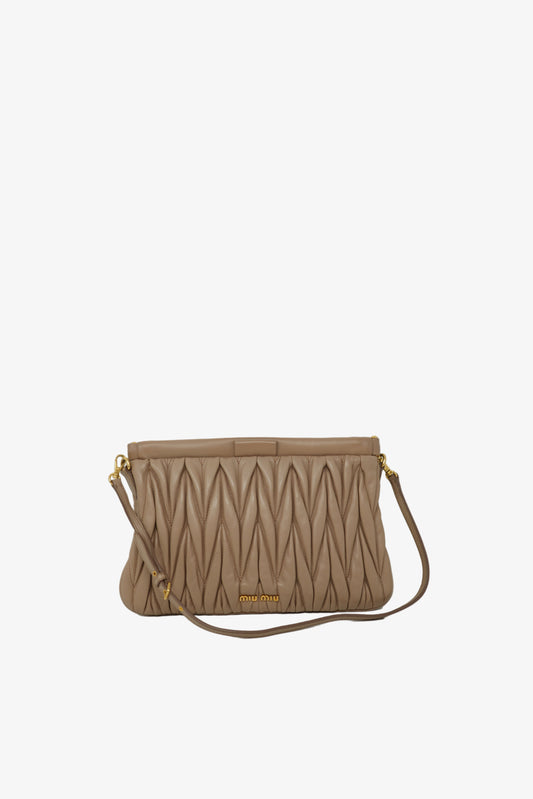 Miu Miu Nappa Matelasse Clutch Bag Beige