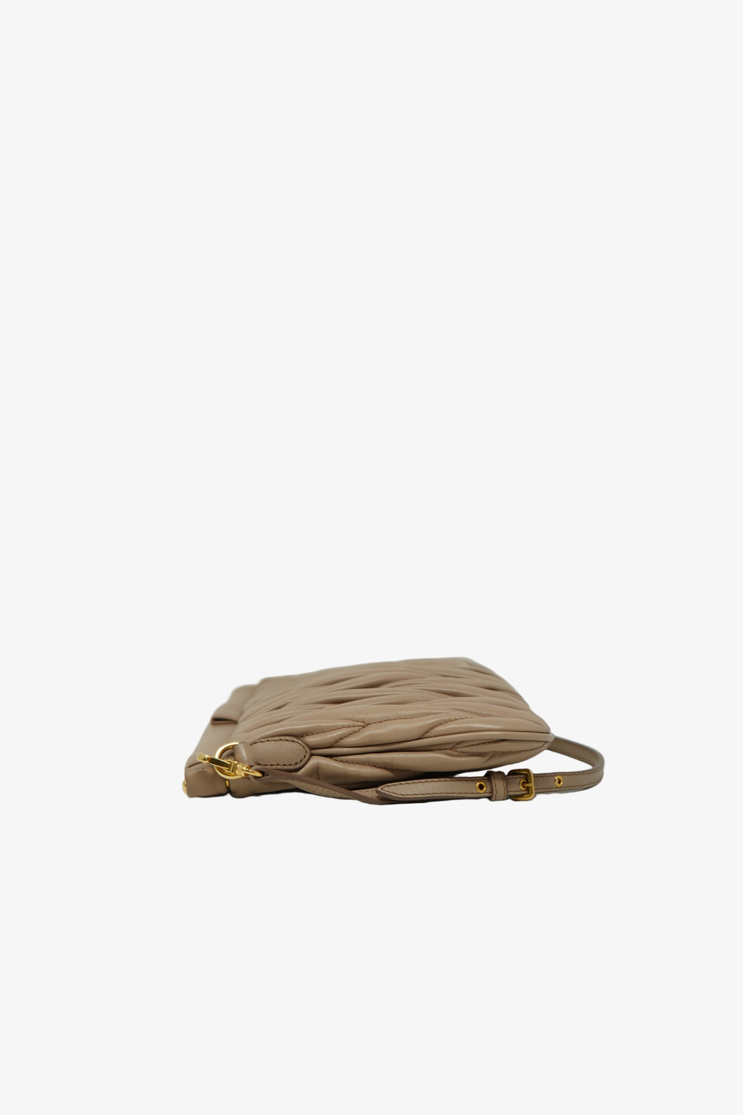 Miu Miu Nappa Matelasse Clutch Bag Beige