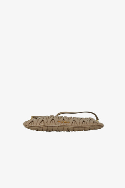 Miu Miu Nappa Matelasse Clutch Bag Beige