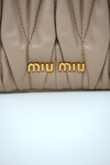 Miu Miu Nappa Matelasse Clutch Bag Beige
