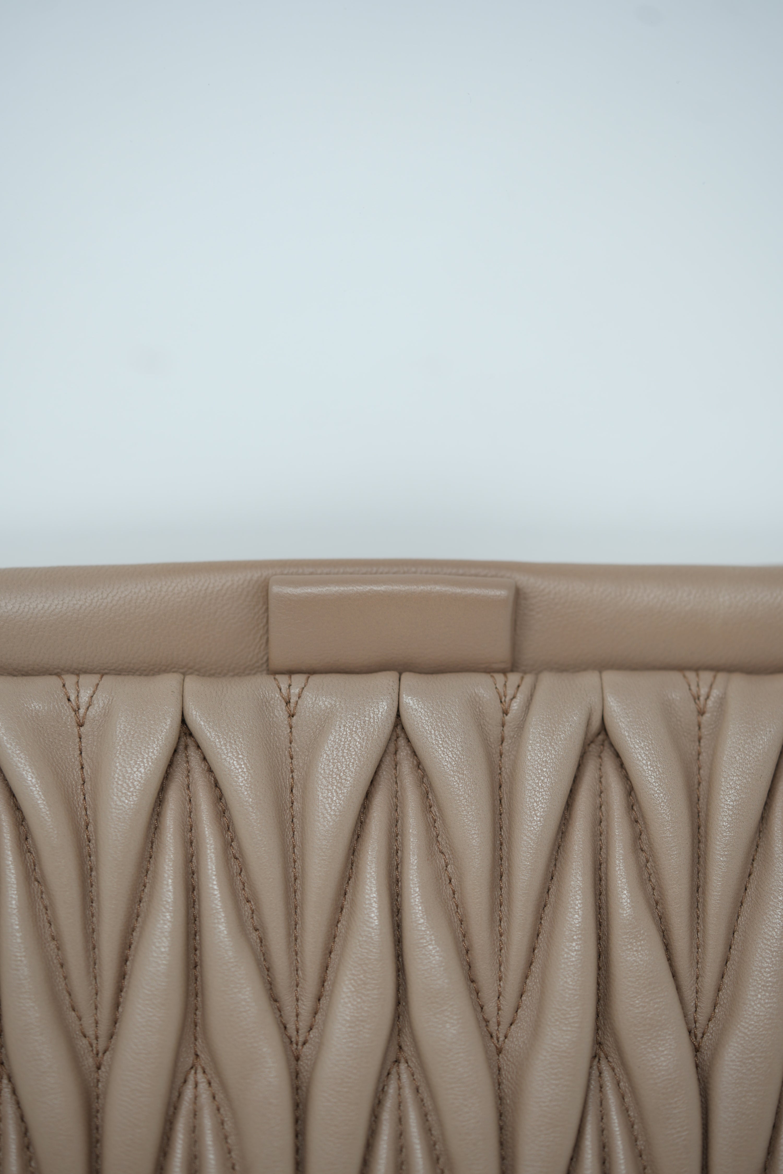 Miu Miu Nappa Matelasse Clutch Bag Beige