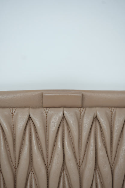 Miu Miu Nappa Matelasse Clutch Bag Beige