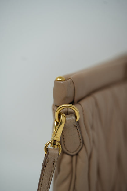 Miu Miu Nappa Matelasse Clutch Bag Beige