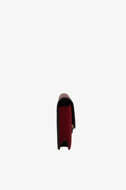 Gucci Red Leather GG Interlocking Wallet On Chain