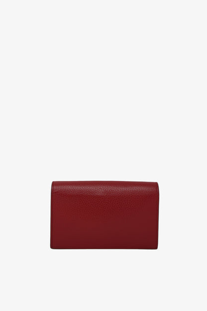 Gucci Red Leather GG Interlocking Wallet On Chain