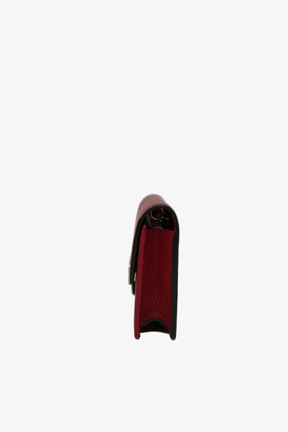 Gucci Red Leather GG Interlocking Wallet On Chain