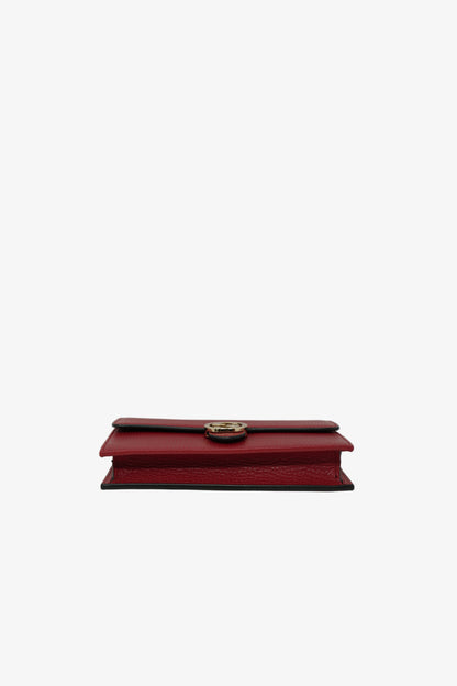 Gucci Red Leather GG Interlocking Wallet On Chain