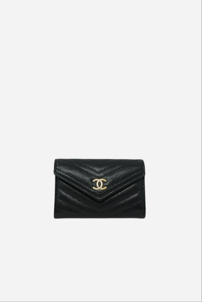Pre-Owned Chanel Black Calfskin Card Holder 2019