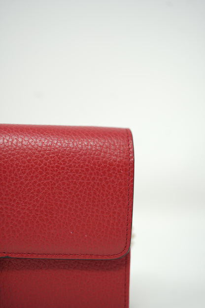 Gucci Red Leather GG Interlocking Wallet On Chain