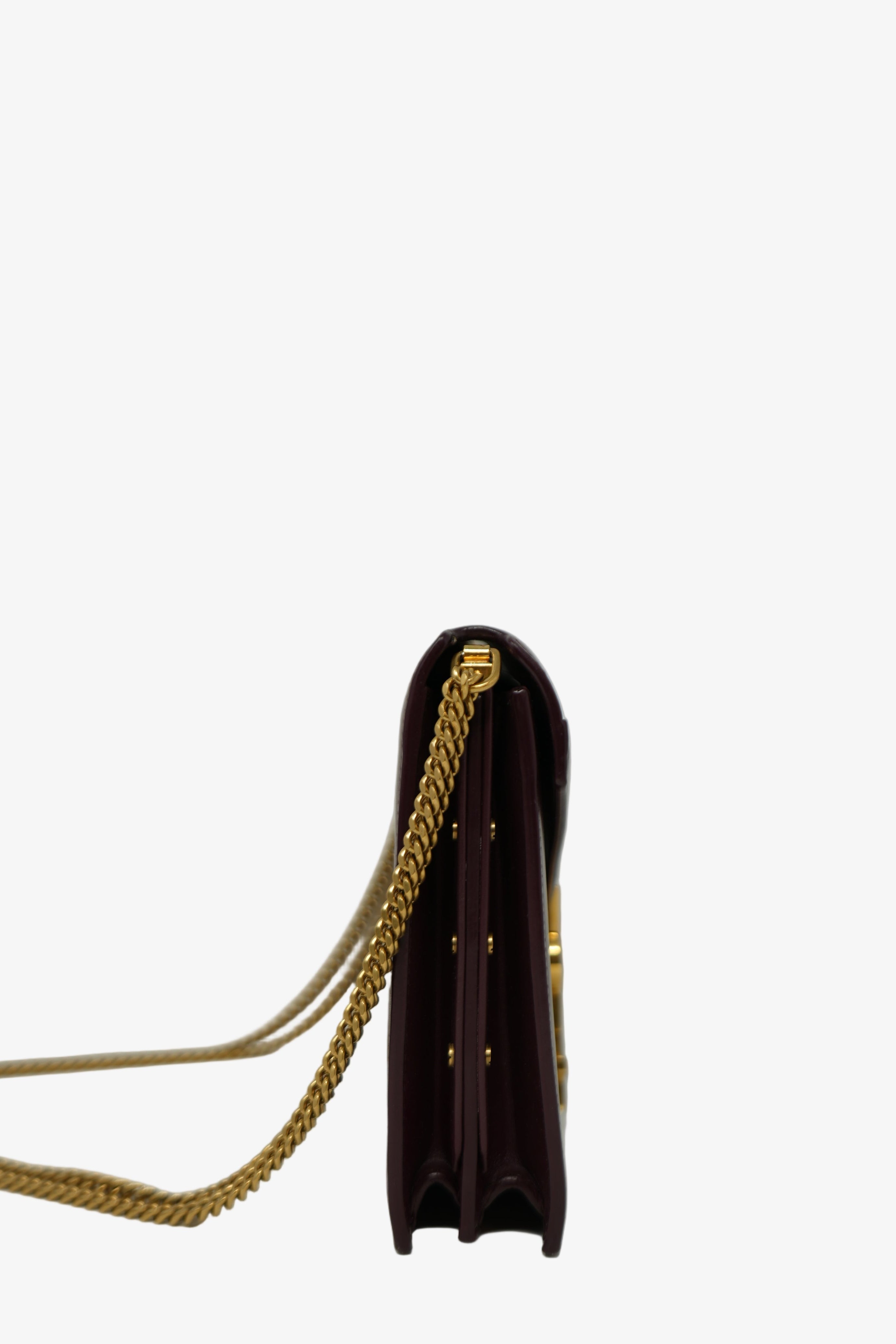 Saint Laurent Red Smooth Calfskin Cassandra Chain Bag