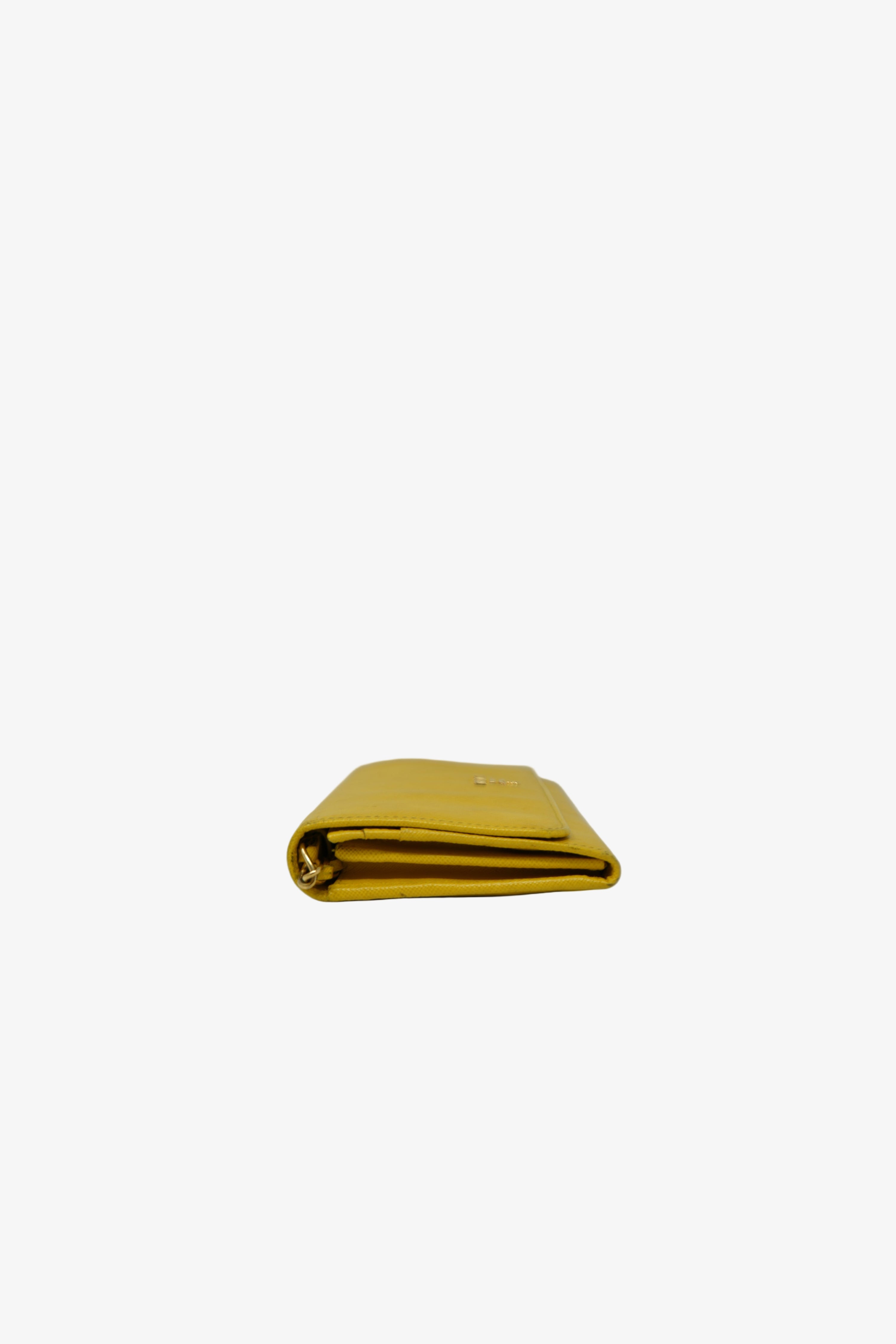 Prada Calfskin Wallet On Chain Yellow