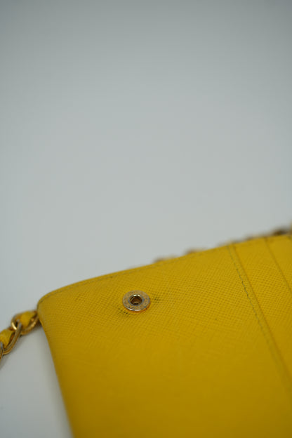 Prada Calfskin Wallet On Chain Yellow