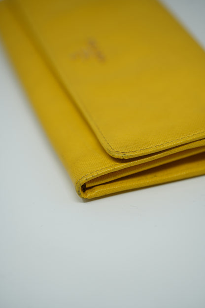 Prada Calfskin Wallet On Chain Yellow